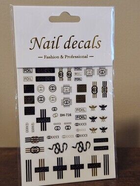 NAIL DECALS, GOLD/BLACK